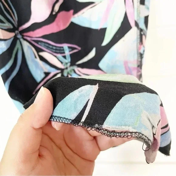 EUC Zara Linen Blend Tropical Print Corset Ruched Midi Dress Size Medium - Picture 16 of 17